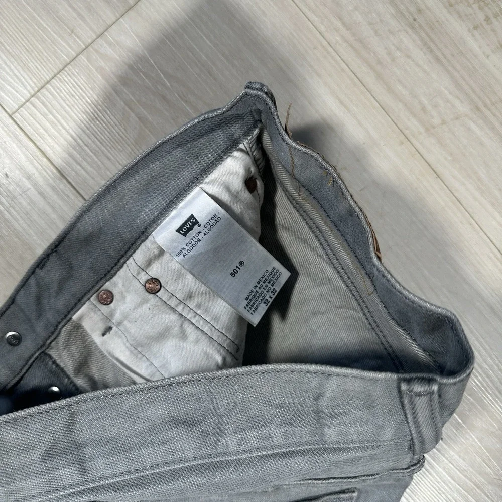 Levi's 501‎ XX Jeans Mens 32x32 Charcoal Whisker Button Fly Denim Grunge Skater